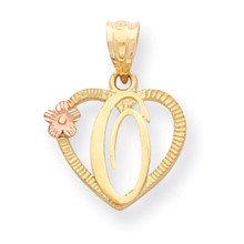 14k Gold Two-Tone Initial O in Heart Charm hide-image