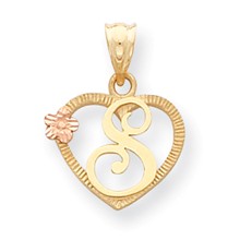 14k Gold Two-Tone Initial S in Heart Charm hide-image