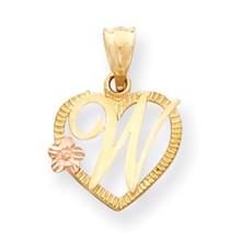 14k Gold Two-Tone Initial W in Heart Charm hide-image