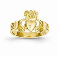 14k Yellow Gold Polished Claddagh Ring