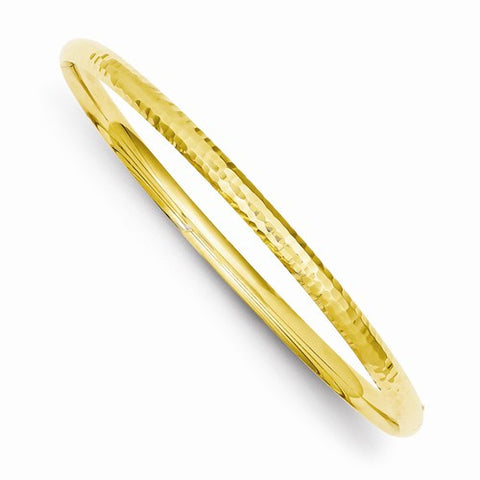 14K Yellow Gold Fancy Haered Hinged Bangle Bracelet