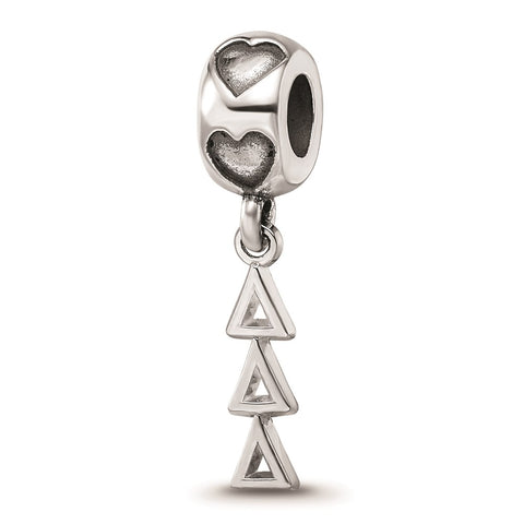 Sterling Silver LogoArt Delta Delta Delta Vertical Letters Heart B