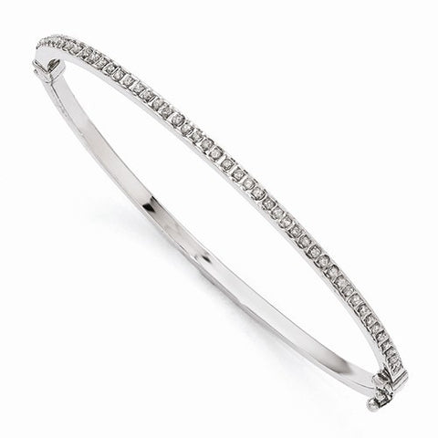 14K White Gold Diamond Fascination Hinged Bangle Bracelet