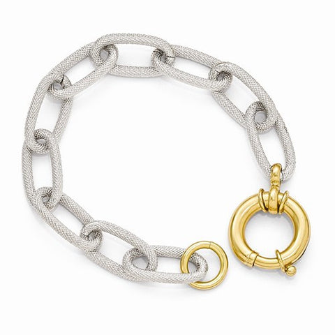 Bronze Textured Rhodium Gold-Tone Link Bracelet