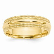 14k Yellow Gold 6mm Double Milgrain Comfort Fit Wedding Band