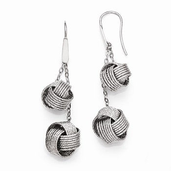 Bronze Textured Rhodium-plated Knot Earrings