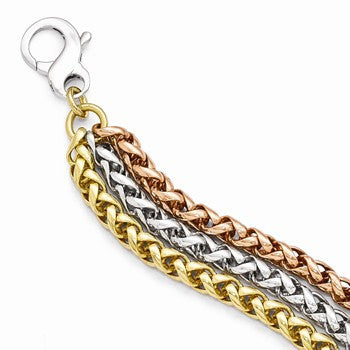 Bronze/Yellow Bronze Rhodium Rose & Gold-Tone-Strand Necklace