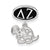 Delta Zeta Oval With Turtle Charm Dangle Bead in Sterling Silver