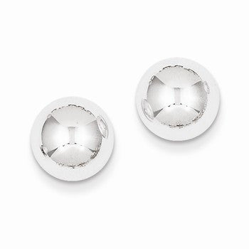 14k White Gold Polished Half-ball Post Earrings