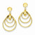 14k Yellow Gold Polished Twisted 3 Circle Fancy Post Earrings