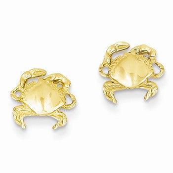 14k Yellow Gold Crab Earrings