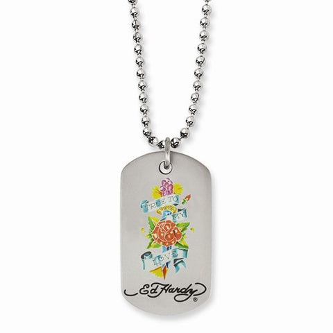 Stainless Steel True To Love Dog Tag Painted Necklace