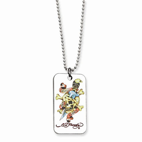 Skull, Dagger Painted Dog Tag Necklace