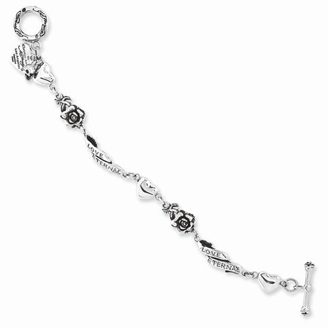 Stainless Steel Love Eternal and Roses Bracelet