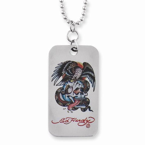 Eagle Batteling Skull Dog Tag Necklace