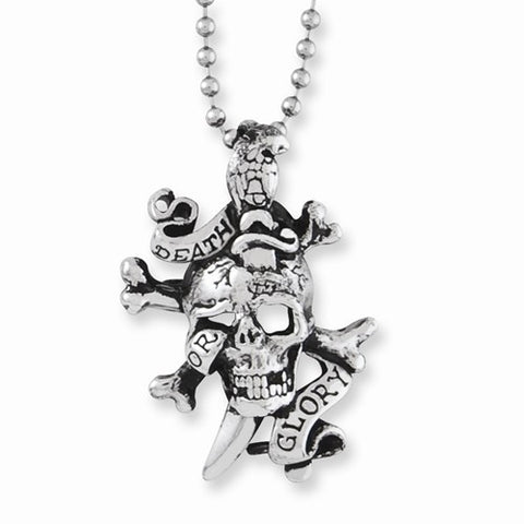 Stainless Steel Skull Pendant On Necklace