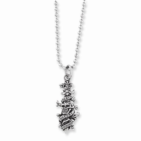 Stainless Steel Death Before Dishonor Pendant On Necklace