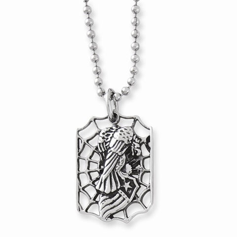 Stainless Steel Eagle Flag Pendant On Necklace