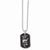 Stainless Steel Lks Rose and Skull Black CZ Dog Tag Necklace