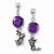 Stainle Steel Purple CZ w/Fish Earrings