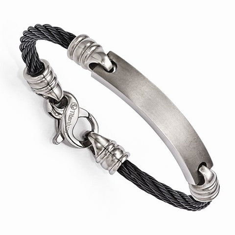 Titanium Cable & Brushed Childrens Id Bracelet