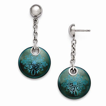 Black Titanium Anodized Teal Sterling Silver Earrings