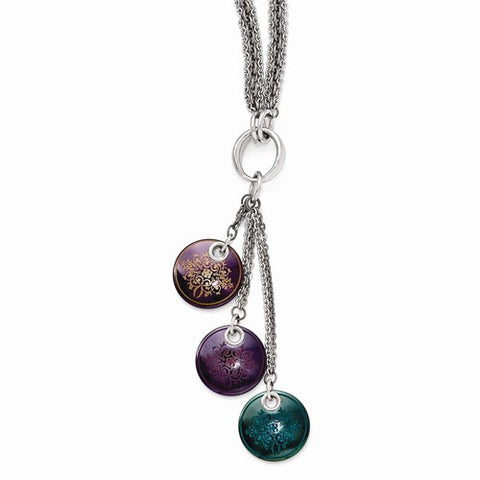 Titanium/Silver Two-Tone Black Ti Multi-Color Anodized & Necklace