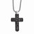 Titanium Black Ti Casted Cross Pendant On Necklace