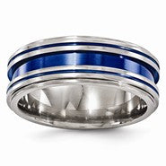 Titanium Grooved Blue Anodized 8mm Wedding Band