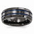 Black Titanium Beveled & Grooved Blue Anodized 8mm Wedding Band