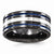 Black Titanium with Sterling Silver & Grooved Blue Anodized 10mm, Size 10, Jewelry Ring