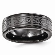 Black Titanium Laser 8mm Wedding Band