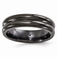 Black Titanium with Grooves 6mm Wedding Band