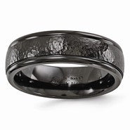 Black Titanium Hammered 7mm Wedding Band