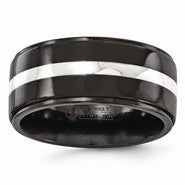 Black Titanium & Sterling Silver Inlay 10mm Wedding Band