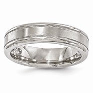 Titanium Satin & Polished Millgrain 6mm Wedding Band