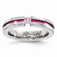 Titanium Pink Sapphire & Anodized Grooved 4mm Wedding Band