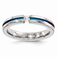 Titanium White Sapphire & Anodized 4mm Wedding Band