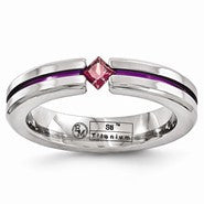 Titanium Rhodolite Garnet & Anodized 4mm Wedding Band