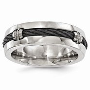 Titanium & Cable Polished 7mm Wedding Band