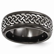 Black Titanium Patterned 9mm Wedding Band