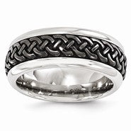 Titanium & Steel Black Titanium Patterned 9mm Wedding Band