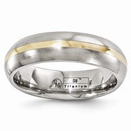 Titanium and 14k Yellow Gold Brushed 6mm Wedding Band