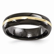 Black Titanium and 14k Domed 6mm Wedding Band