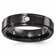 Black Titanium w/Sterling Silver Bezel 6mm Wedding Band