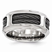 Titanium & Stainless Steel Cable 10.75mm Wedding Band