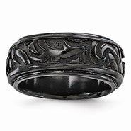 Black Titanium Casted Design 7mm Wedding Band