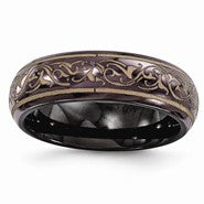 Black Titanium Domed Anodized Copper Color 6mm Wedding Band