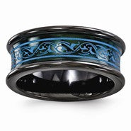 Black Titanium Concave Anodized Teal Concave 8mm Wedding Band