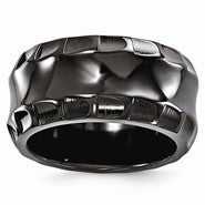 Black Titanium Faceted Edges Polished 12mm Ring